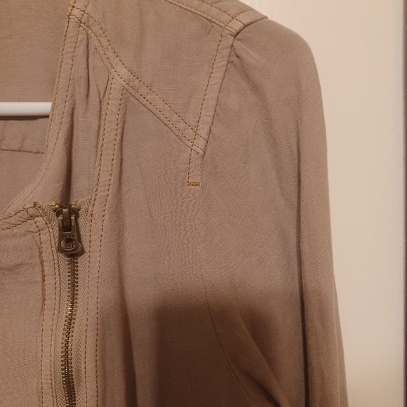 NWT Lucky Brand Soft Linen Jacket, Asymmetrical Zip Front - Picture 8 of 10